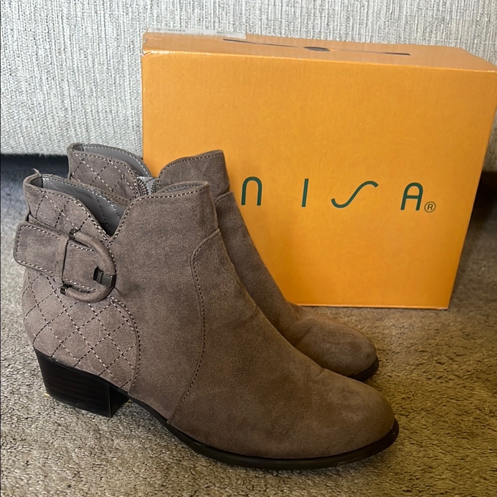 Unisa Tan Ankle Booties with Buckle Detail